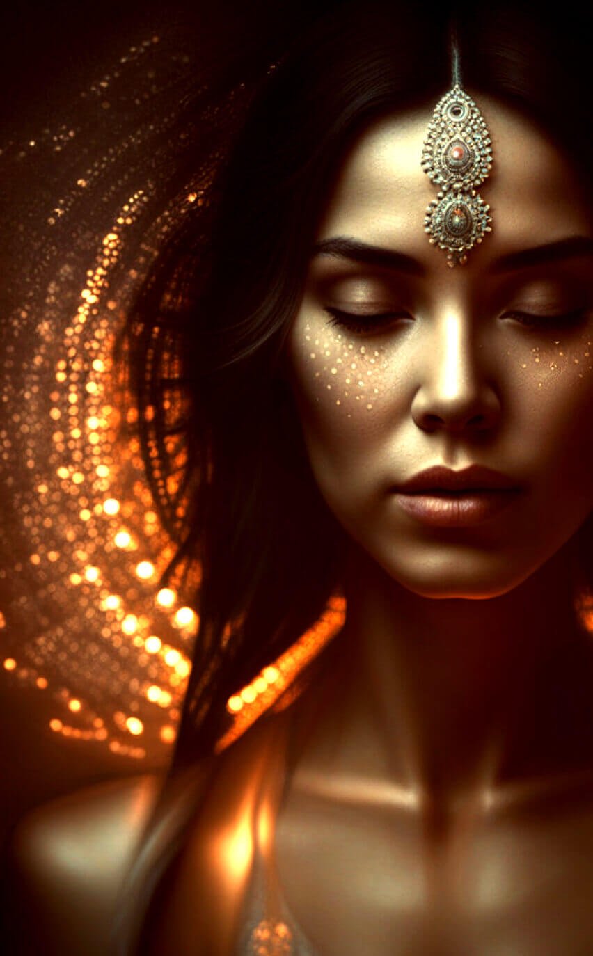 KL Tarot. An image of a woman activating her third eye intuition with meditation.